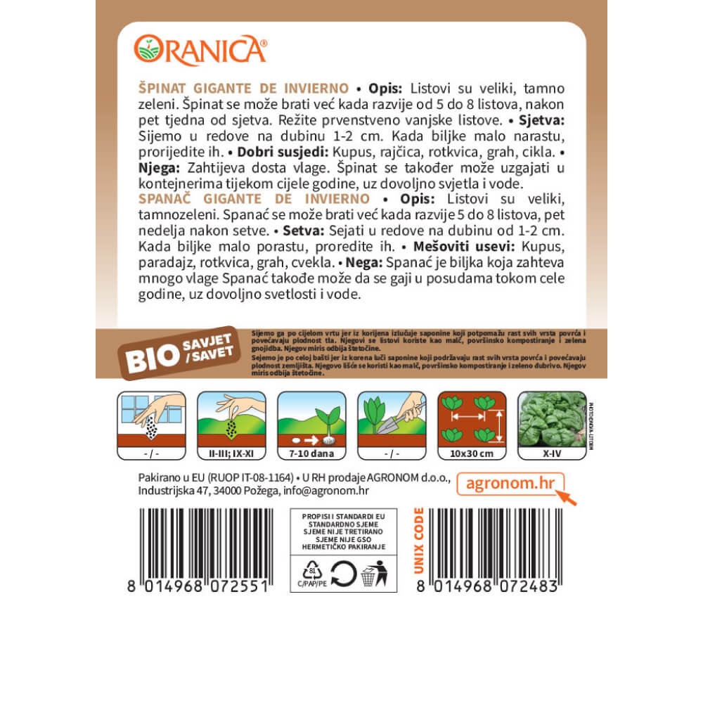 BIO špinat Gigante de Invierno