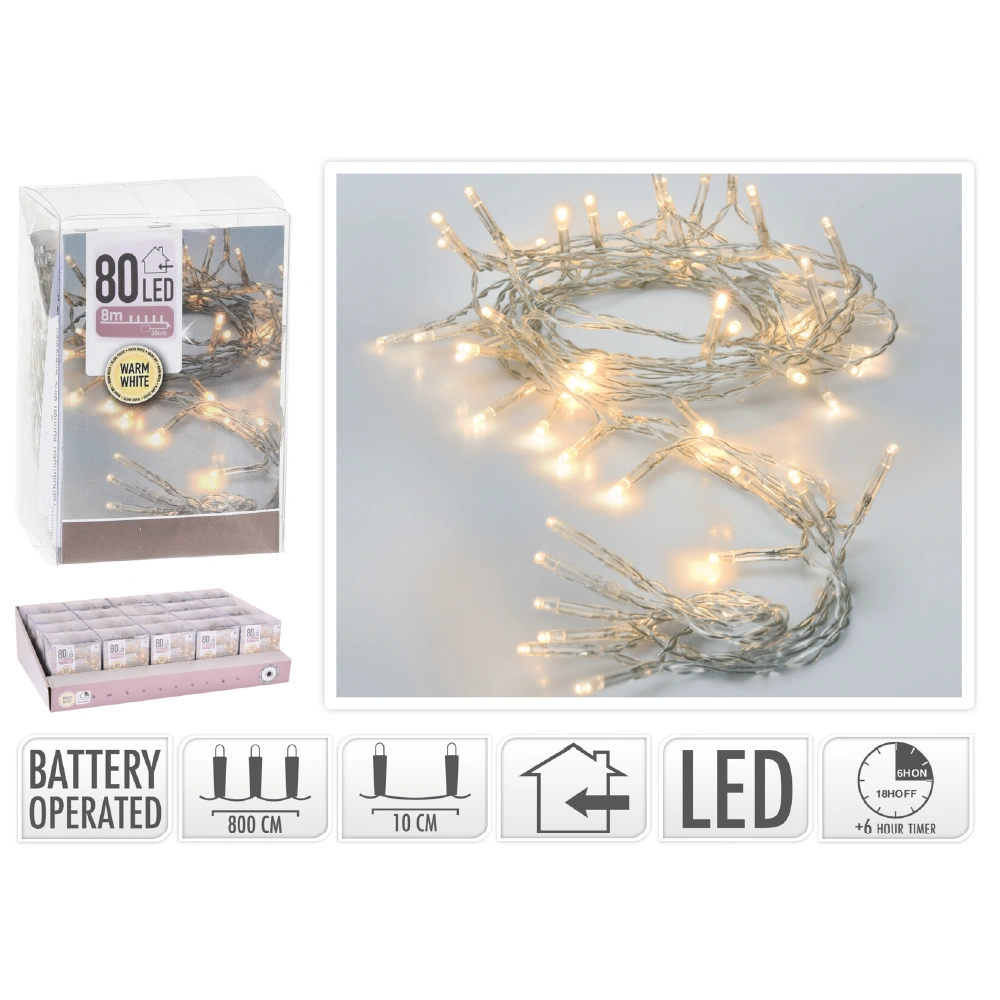 LED lampice toplo bijele 8 m